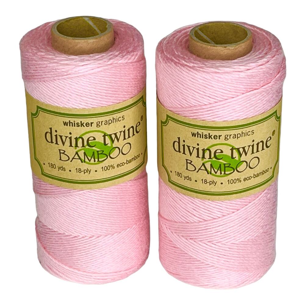 Divine Twine Set 2 Pink Pastel Bakers String Eco Bamboo 180 Yards 18 Ply New